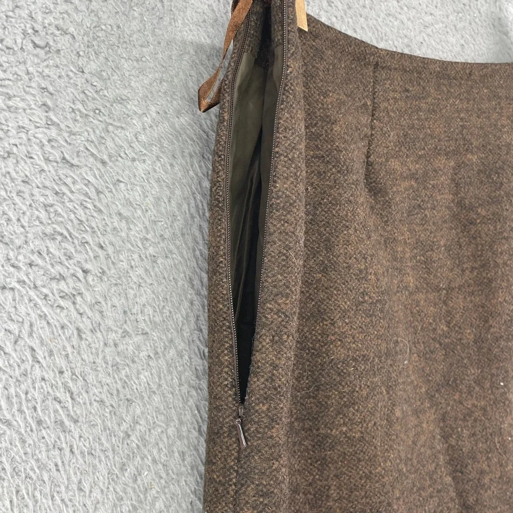 Cabela's Wool Skirt Women 16 Brown Striped Virgin Wool A-Line Long Outdoor Lined